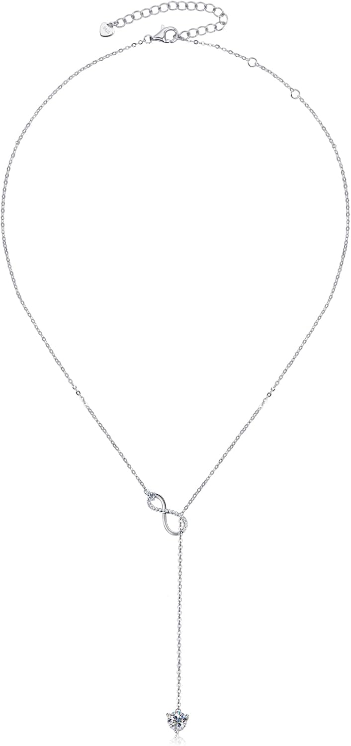 Women's Twisted Infinity Y-Shaped Moissanite Pendant Necklace - Image 2