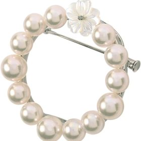 6.0-7.0mm  Cultured Pearl Brooch for Women with Sterling Silver | Elegant Design Excellent Gift | Pearl Brooch