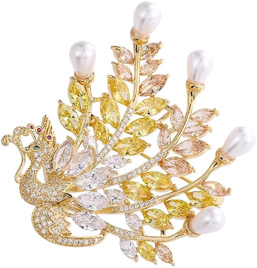 Gold Majestic Phoenix Brooch Embellished with Lustrous Pearls and Colorful Gemstones, Sophisticated Jewelry for Memorable Events, Must-Have Accessory for Elegant Women