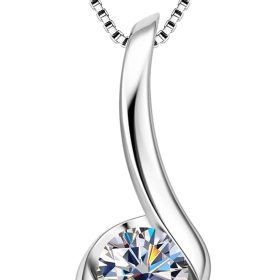 1CT Moissanite Pendant Necklace for Women D Color VVS1 925 Sterling Silver Infinity Chain Necklace Gift for Her Wife Mom Birthday