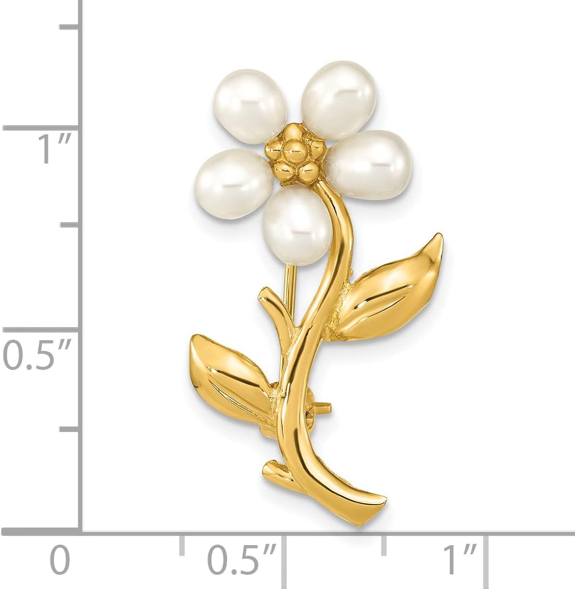 Yellow 4-5mm White & Rice Freshwater Cultured Pearl 29x17mm Flower Brooch - Image 2