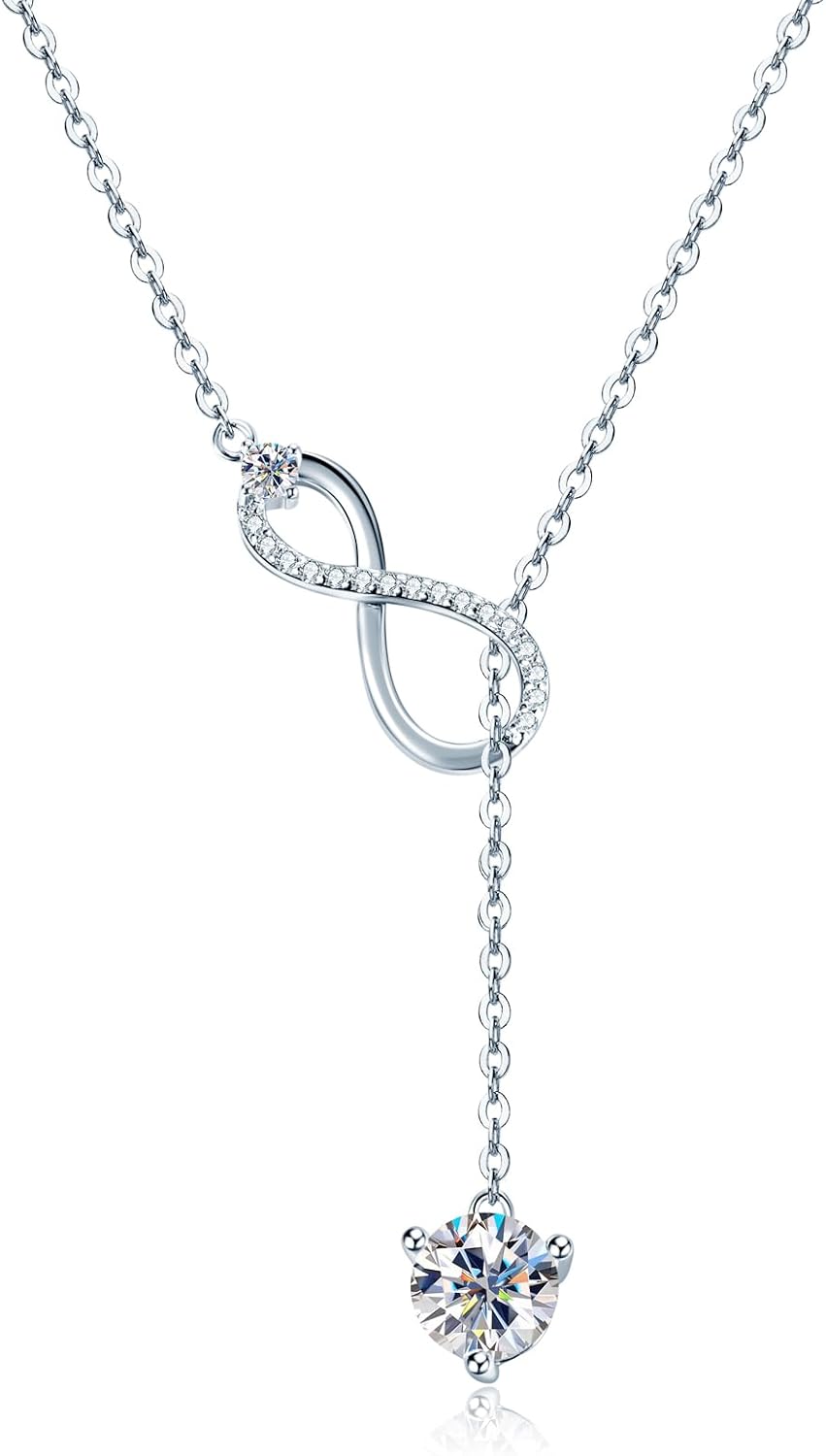 Women's Twisted Infinity Y-Shaped Moissanite Pendant Necklace