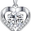 Moissanite Necklace for Women, 1-3 Carat Heart Necklace Engraved with 'I LOVE YOU', Birthday Gift for Wife, Anniversary Present for Wife Women, Jewelry Gifts for Christmas Valentine's Day