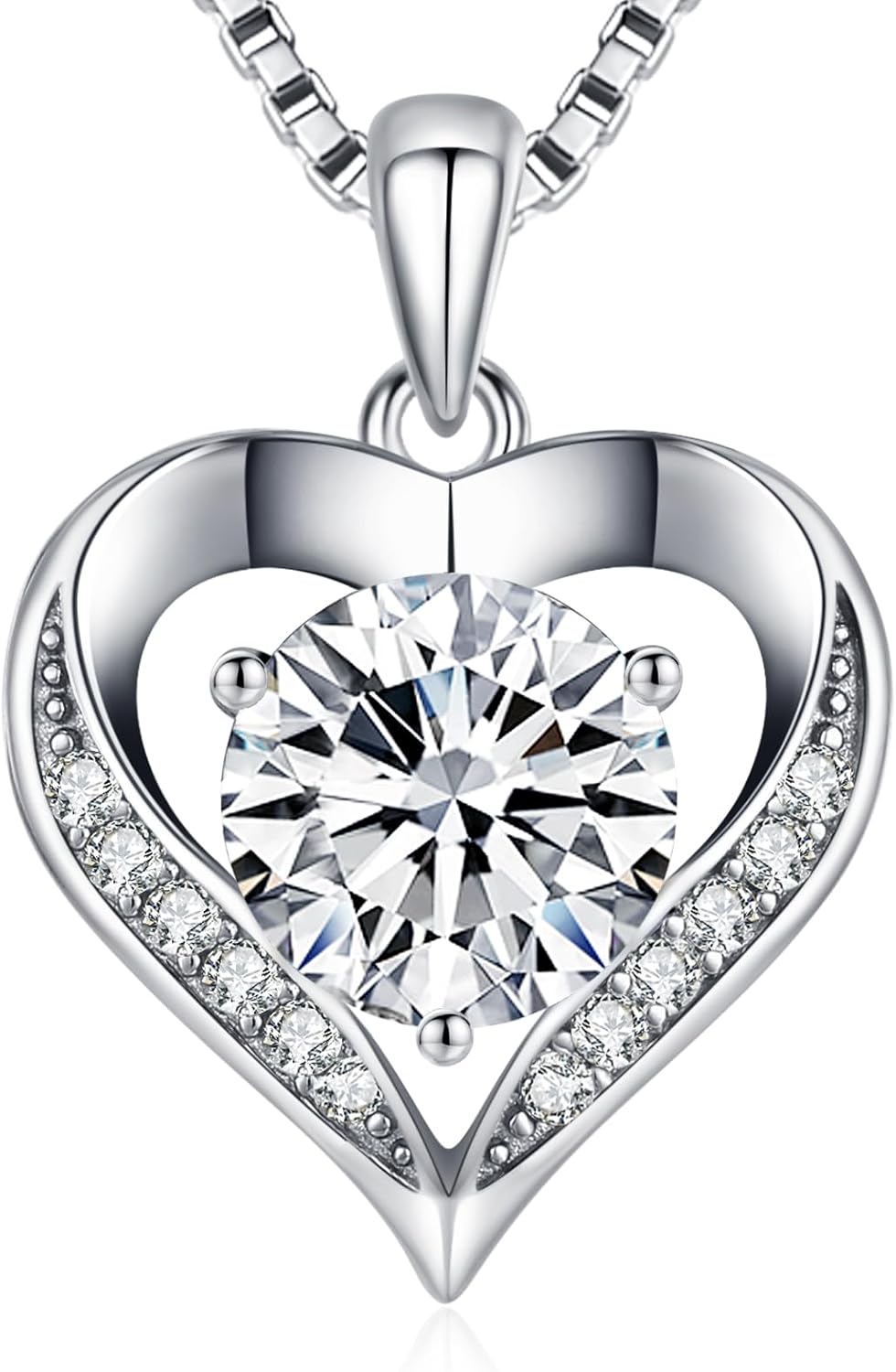 Moissanite Necklace for Women, 1-3 Carat Heart Necklace Engraved with 'I LOVE YOU', Birthday Gift for Wife, Anniversary Present for Wife Women, Jewelry Gifts for Christmas Valentine's Day
