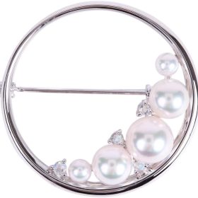 3.5-7.0mm  Cultured Pearl with Blue moonstone Brooch for Women with Sterling Silver | Elegant Design Excellent Gift | Pearl Brooch