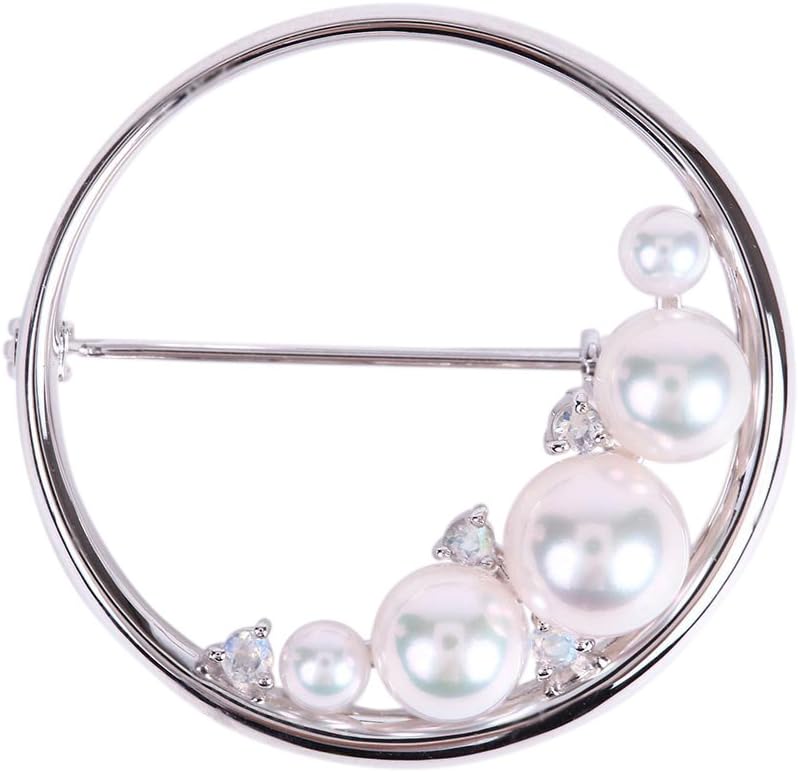 3.5-7.0mm Cultured Pearl with Blue moonstone Brooch for Women with Sterling Silver | Elegant Design Excellent Gift | Pearl Brooch