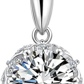 Moissanite Rose & Thorns Pendant Necklace for Women 925 Sterling Silver D Color VVS1 Round Solitaire Pendant Halo Necklace 1ct/2ct Pendant with 18"+2" Chain Gifts for Wife Mom Girlfriend