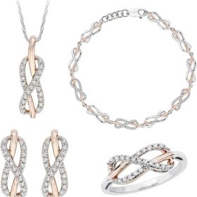 7/8 Carat Total Weight Diamond Infinity Symbol Jewelry Set in 10K Two-Tone Gold