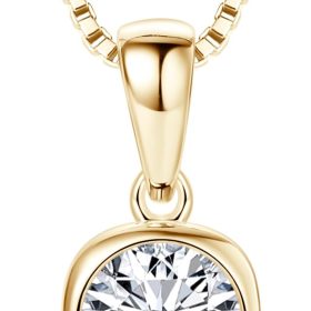 Moissanite Necklace for Women, Solitaire Pendant, D Color Round Cut 925 Sterling Silver Necklace, GRA Certified, 18+2 inch Box Chain