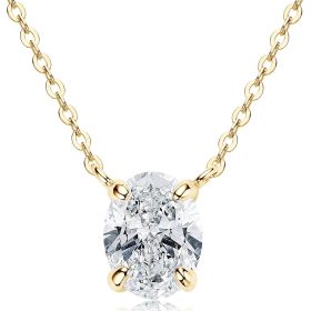 2ct Oval Moissanite Pendant Necklace, D Color VVS1 925 Sterling Silver Platinum Plated Dainty Pendant for Women Wife Mothers Day Jewelry Gifts