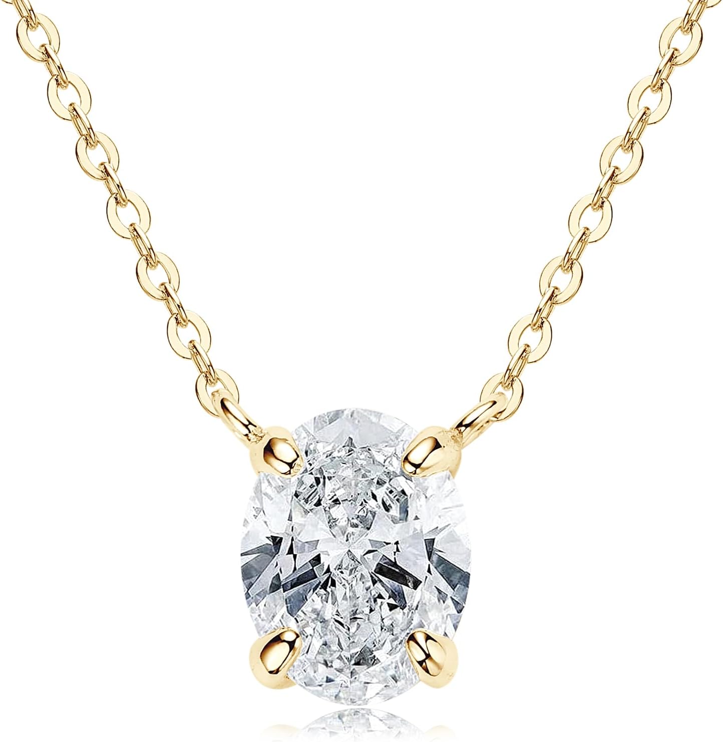 2ct Oval Moissanite Pendant Necklace, D Color VVS1 925 Sterling Silver Platinum Plated Dainty Pendant for Women Wife Mothers Day Jewelry Gifts