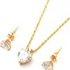 18K Sterling Gold Heart-Shaped Diamond Jewelry Set