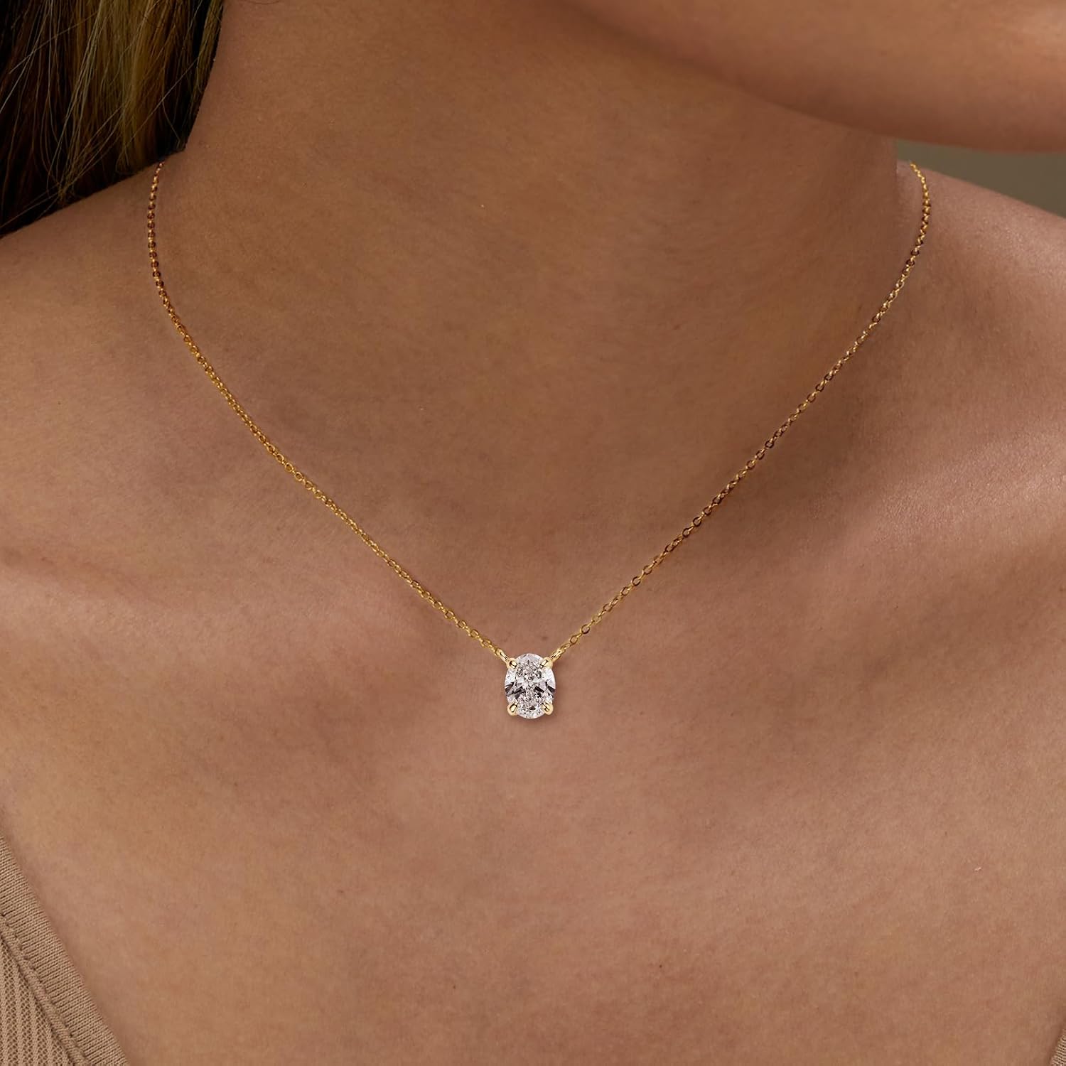 2ct Oval Moissanite Pendant Necklace, D Color VVS1 925 Sterling Silver Platinum Plated Dainty Pendant for Women Wife Mothers Day Jewelry Gifts - Image 2