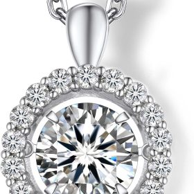 Necklace for Women, Sparkling Gift for Her, 1Carat Moissanite Heart Pendent for Her, 925 Sterling Silver Dance Necklace for Anniversary Christmas Valentines