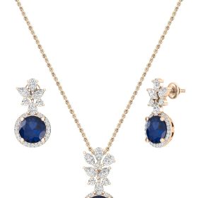 14K Sterling Gold Women's Sapphire Jewelry Set