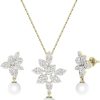 Natural White Diamond Pendant Necklace and Earring Set