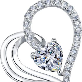 1.2CT Special Heart Moissanite Women Necklace D Color VVS1 S925 Sterling Silver 18K White Gold Plated Expressing Motherly Love Friendship Perfect for Birthday Gifts 18 Inch