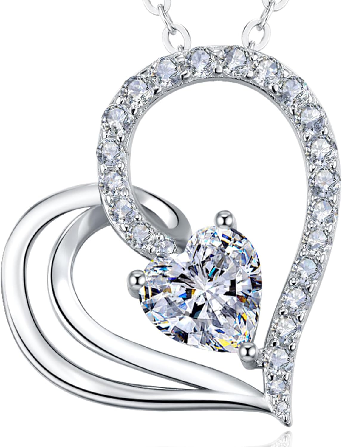 1.2CT Special Heart Moissanite Women Necklace D Color VVS1 S925 Sterling Silver 18K White Gold Plated Expressing Motherly Love Friendship Perfect for Birthday Gifts 18 Inch