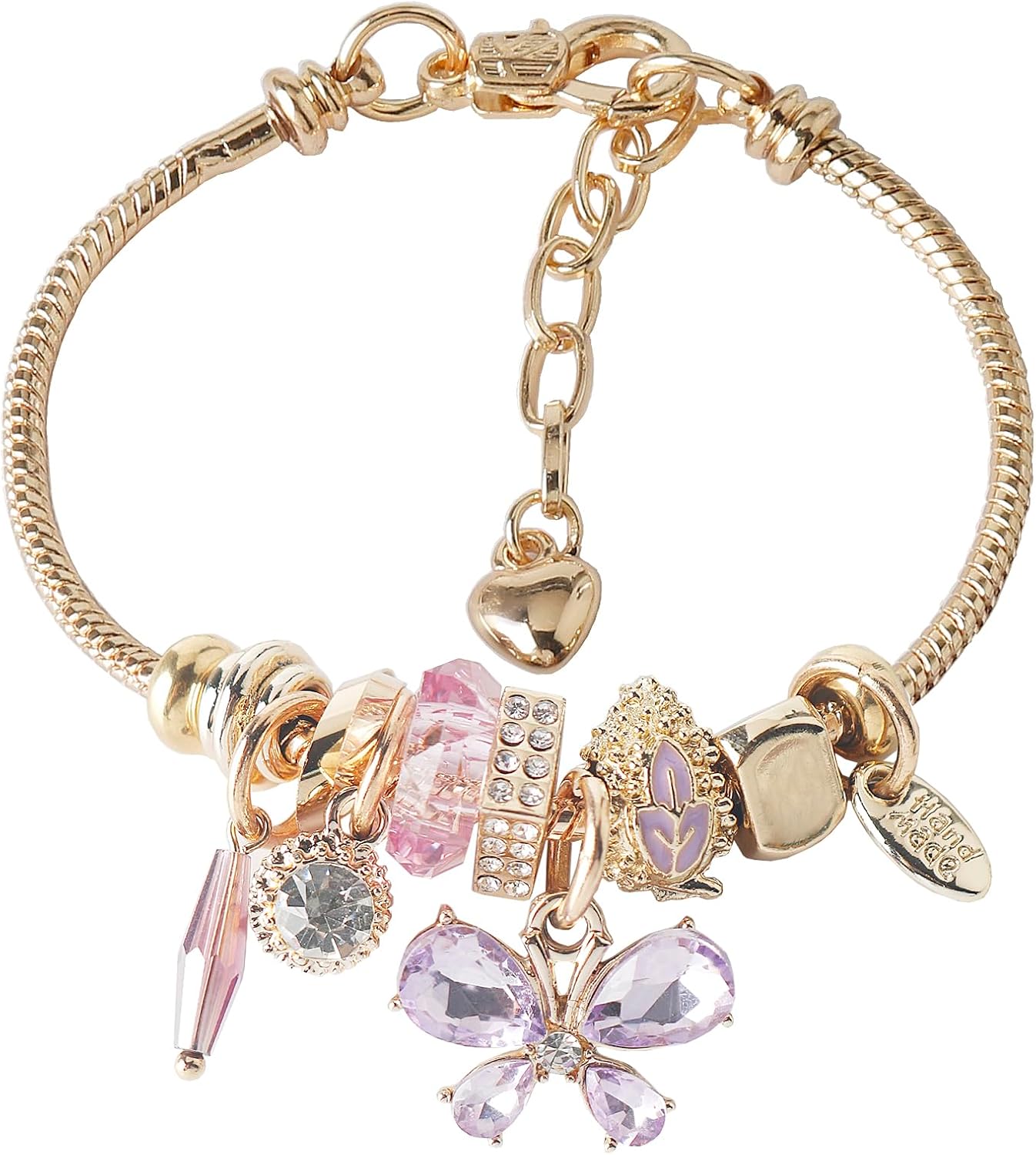Charm Bracelets for teen girls exquisite cute cartoon frienhip bracelet Gold Stainless Steel Bangle birthday Gift box Adjustable little girls ki holiday gifts