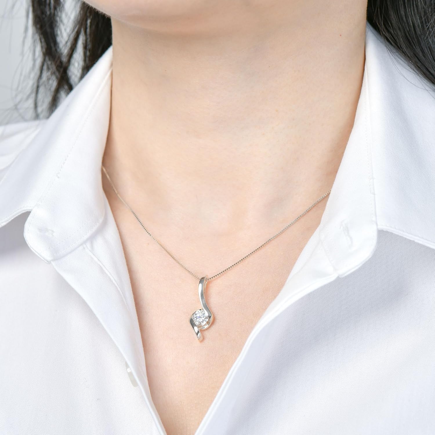 1CT Moissanite Pendant Necklace for Women D Color VVS1 925 Sterling Silver Infinity Chain Necklace Gift for Her Wife Mom Birthday - Image 2